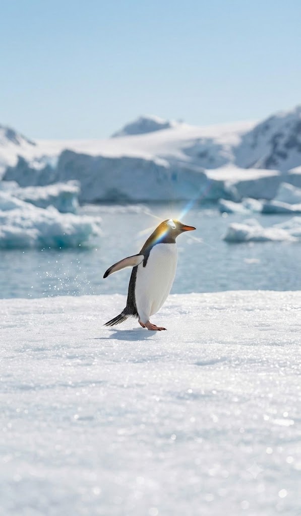 氷上のペンギン
